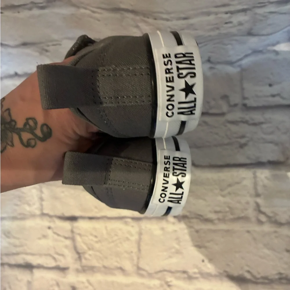 Converse Kids Gray Canvas Sneakers with White Toe